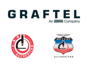 Graftel, Laboratory Accreditation Bureau (L.A.B.) and Metcap Logos